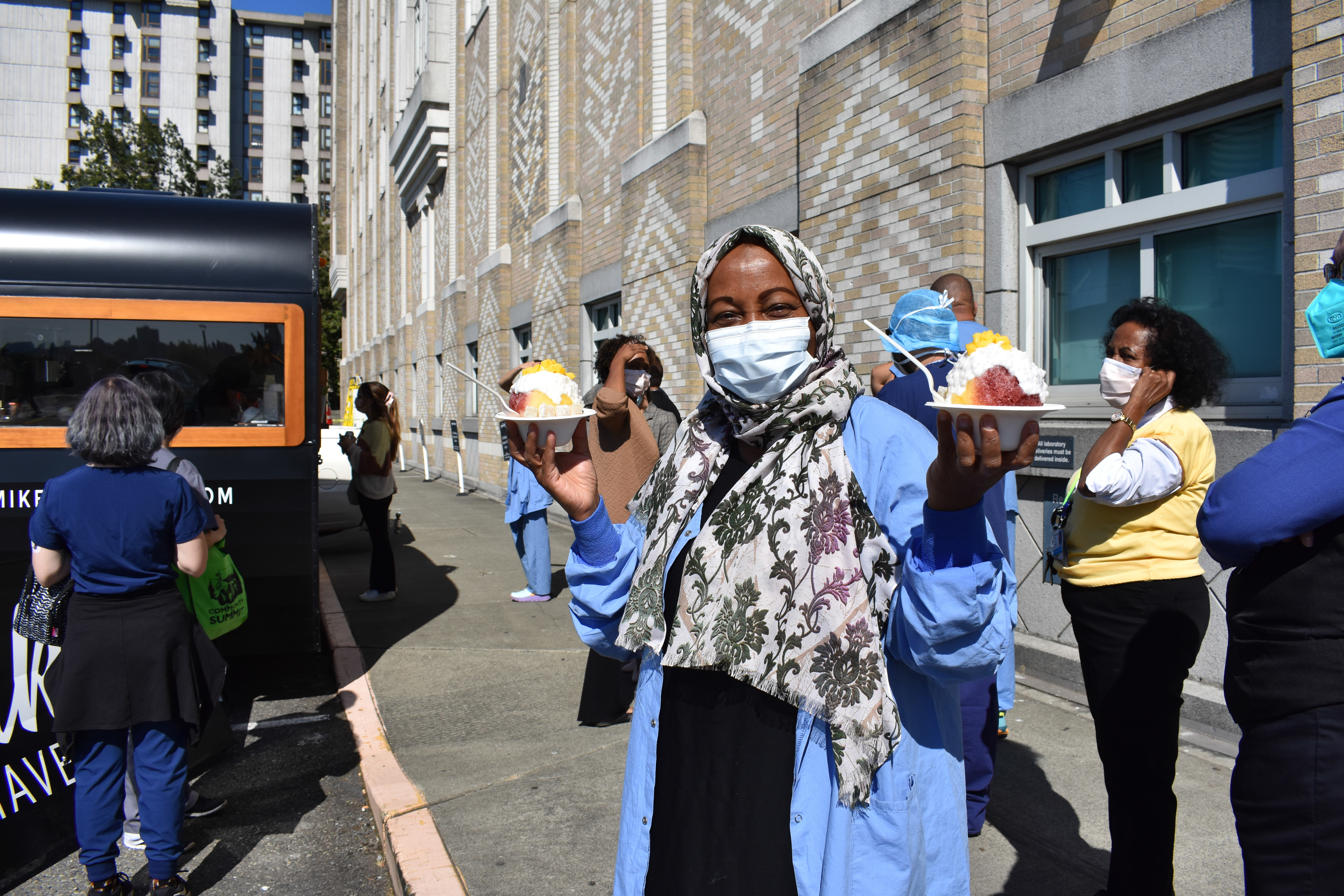 Nursing resident at Harborview Medical Center enjoying shaved ice