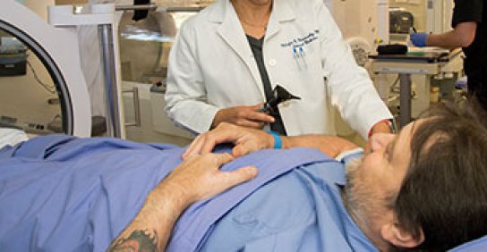 Patient going into radiology machine