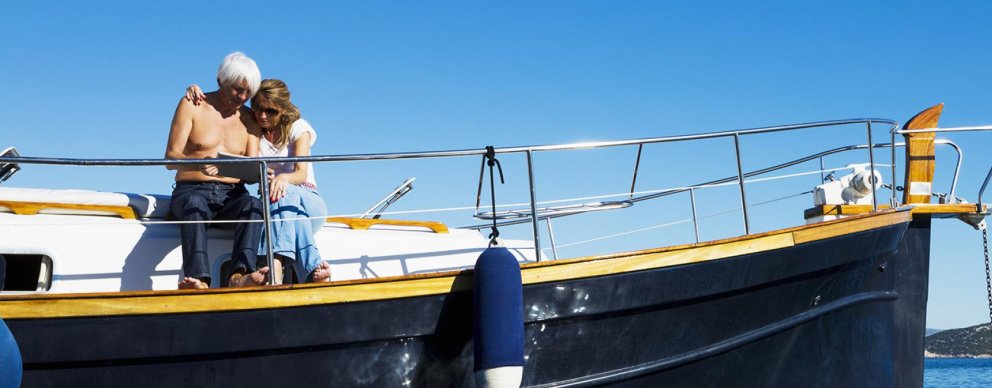 man and woman on boat